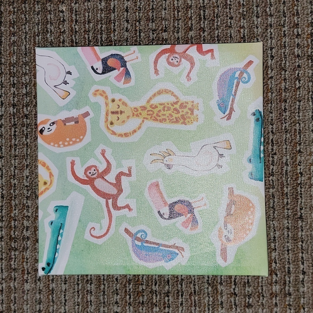 5/$25 Canvas hanging wall decor Measurements 8.5 X8.5 wildlife animals kid decor
